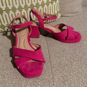 Kelly & Katie Pink Heels with Platform and Ankle Straps